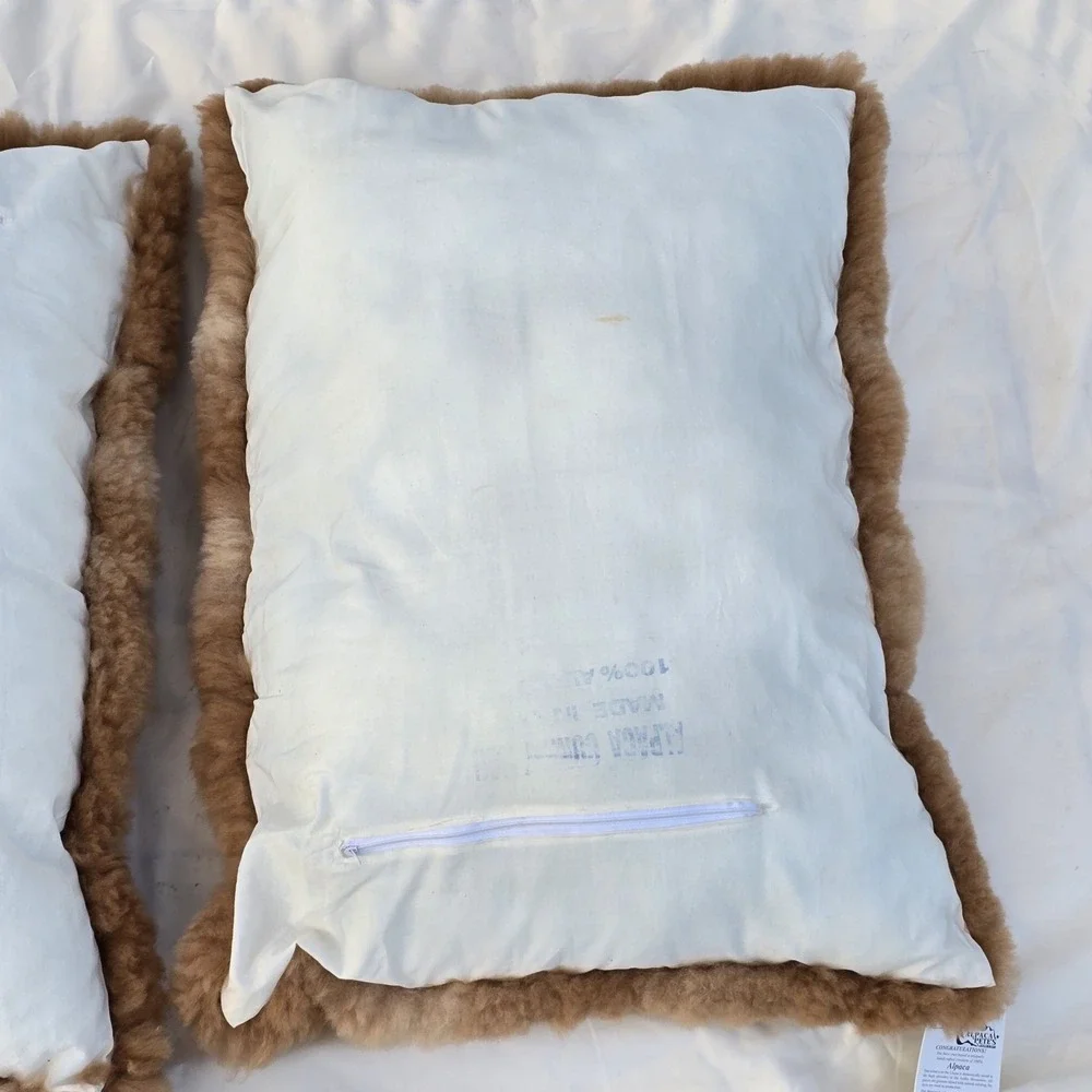 VTG Pete's‎ Alpaca Fur Large Pillow Cases Geometric Patchwork 32 X 21 New READ